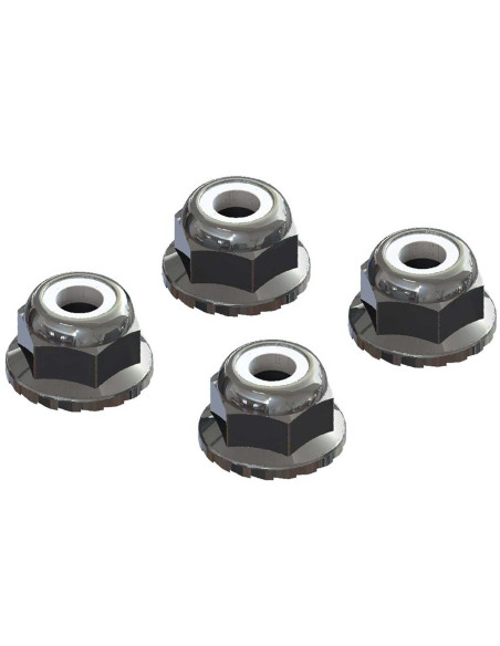 7mm Flanged Nyloc Locknut  Silver (4)