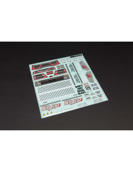 1-10 Clear Body with Decals: OUTCAST 4X4