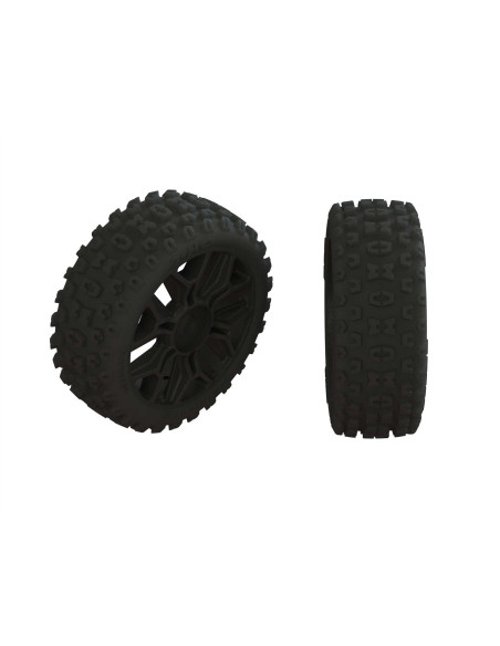 1-8 2HO Front-Rear 3.3 Pre-Mounted Tires  17mm Hex  Black (2)