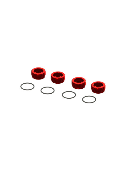 Aluminum Front Hub Nut Red (4) with O-Rings