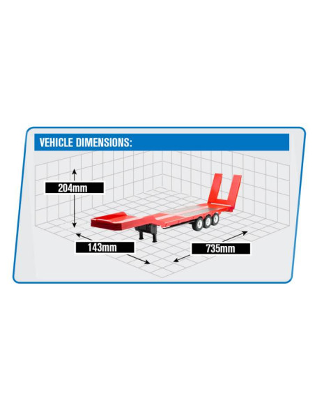 Remolque 3 ejes para Scania 770S V8 Huina 1501 1/18 Rojo