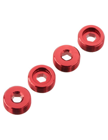 Nut Front Hub Aluminum Red (4)