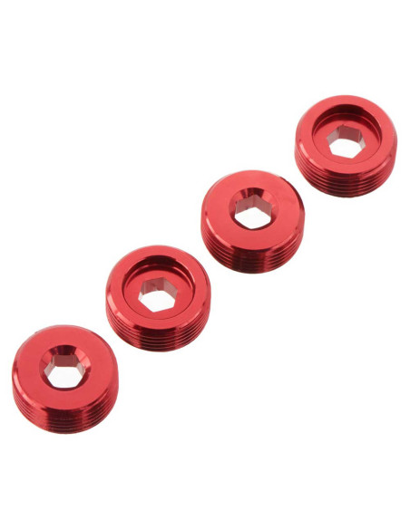 Nut Front Hub Aluminum Red (4)