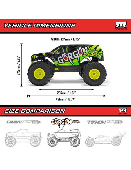 1-10 GORGON 2WD RTR Brushed Monster Truck (Battery & Charger Included)  Gun Metal