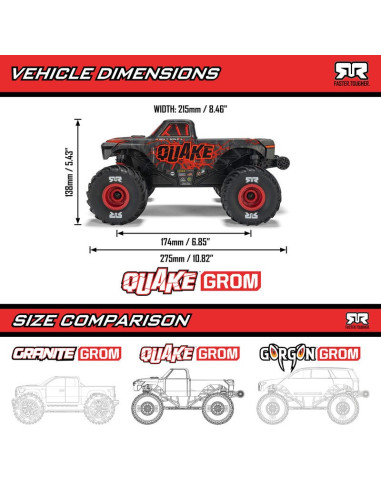 1-16 QUAKE GROM 4X4 RTR Brushed Monster Truck...