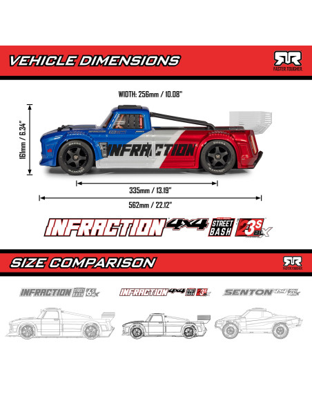 1-8 INFRACTION 223S DSC 4X4 RTR Brushless All-Road Street Bash Truck  Blue-Red