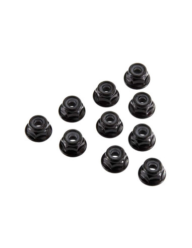 Serrated Nylon Lock Nut Black 4mm (10)