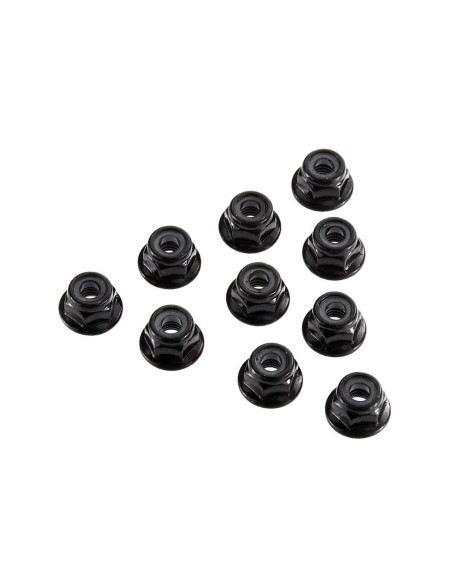Serrated Nylon Lock Nut Black 4mm (10)