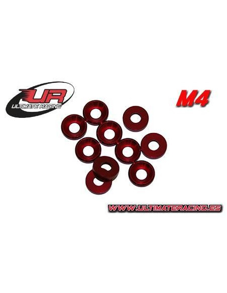 Arandela Aluminio Cónica M4 ROJA (10 Unidades)
