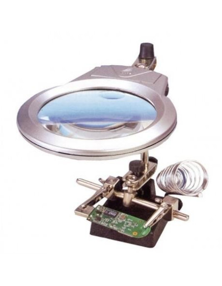Lupa Robot electrónica con Led y soporte para soldador.