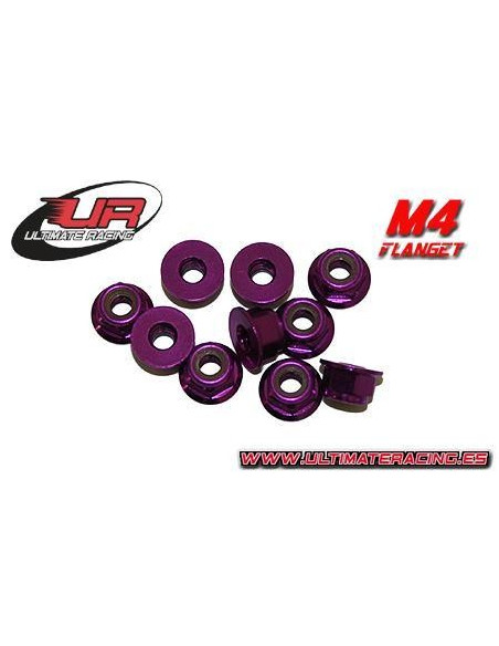 Tuerca Autoblocante Aluminio Flanget  m4 Púrpura (10u.)