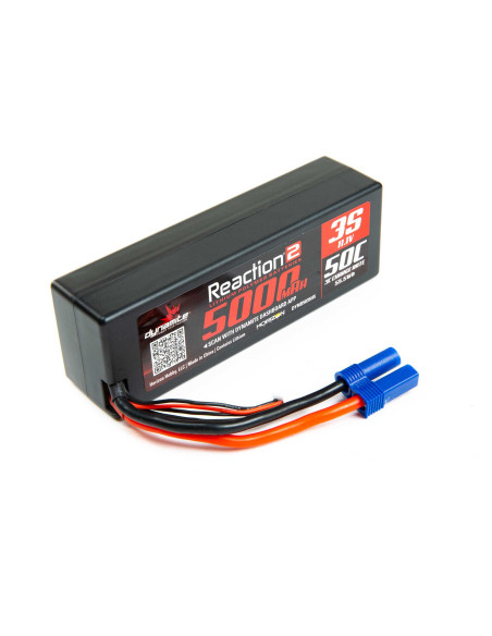 11.1V 5000mAh 3S 50C Reaction 2.0 Hardcase LiPo Battery: EC5