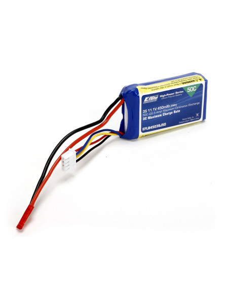 11.1V 450mAh 3S 50C LiPo Battery: JST