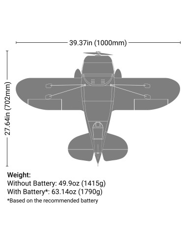 Gee Bee R-2 1.0m BNF Basic with AS3X+ and SAFE...
