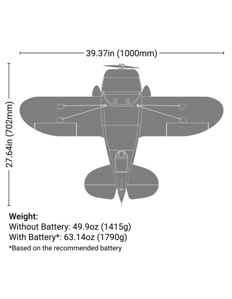 Gee Bee R-2 1.0m BNF Basic with AS3X+ and SAFE Select