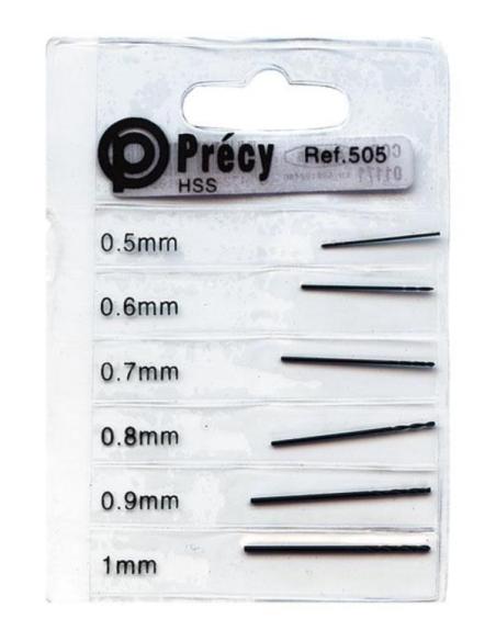 Juego brocas  0,5 - 0,6 - 0,7 - 0,8 - 0,9 y 1 mm
