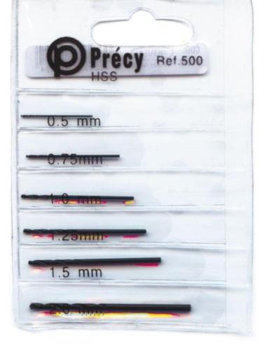 Juego brocas  0,5 - 0,75 - 1 - 1,25 - 1,5 - y 2 mm