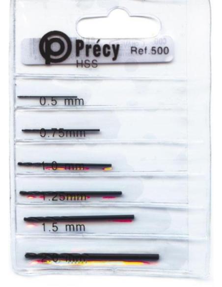 Juego brocas  0,5 - 0,75 - 1 - 1,25 - 1,5 - y 2 mm