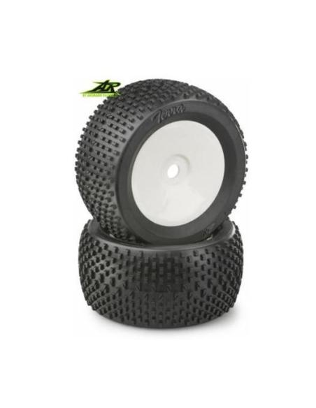 214000032 Neumáticos 1/8 Truggy Tyre + Rim Set Dish Terra White (2u)