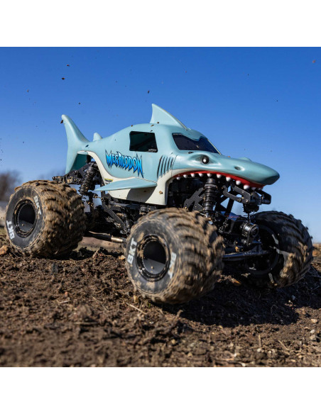1-18 Mini LMT Megalodon 2S 4X4 RTR Brushed Monster Truck (Battery & Charger Included)  Blue