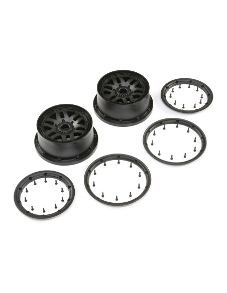 1-5 Front-Rear 4.75 Wheel and Beadlock Set  24mm Hex  Black (2): 5ive-T 2.0