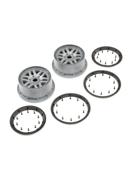 1-5 Front-Rear 4.75 Wheel and Beadlock Set  24mm Hex  Grey (2): 5ive-T 2.0