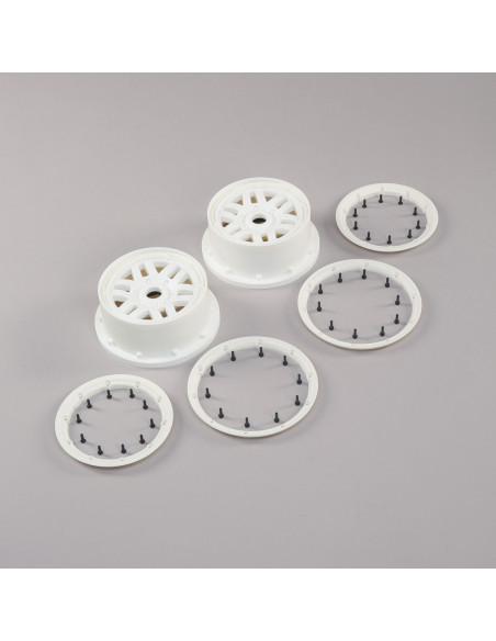 1-5 Front-Rear 4.75 Wheel and Beadlock Set  24mm Hex  White (2): 5ive-T 2.0