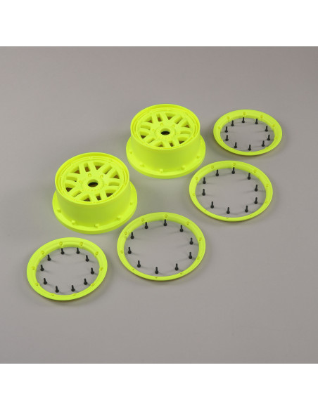 1-5 Front-Rear Wheel And Beadlock Set  24mm Hex  Yellow (2): 5ive-T 2.0