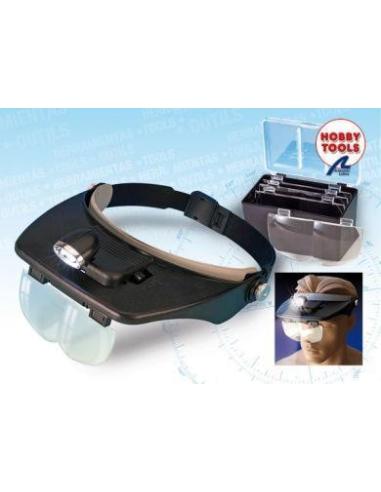 Casco Lupa/Luz con 4 lentes diferentes y con 2 LEDS