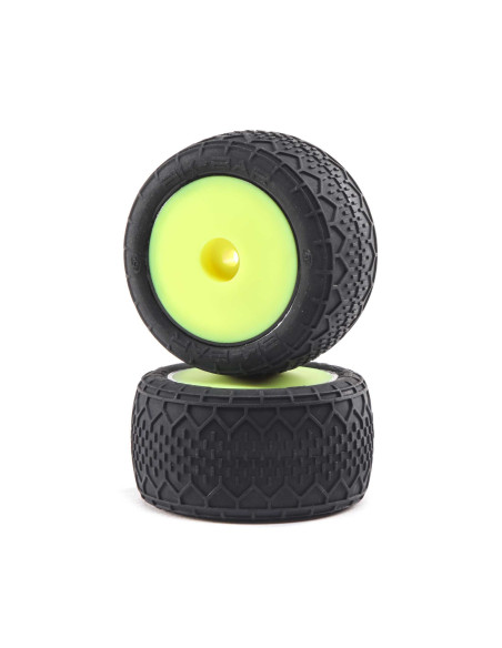 1-18 BK Bar Front-Rear 1.4 Pre-Mounted Tires  12mm Hex  Yellow: Mini-T 2.0