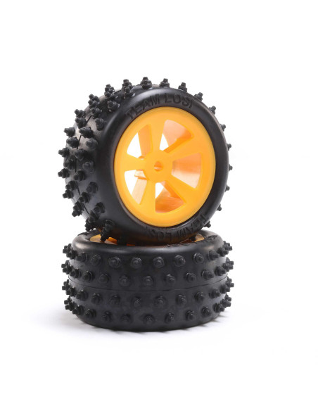 4 Row Rear Tires  Mounted  Orange (2): Mini JRX2