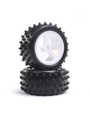 4 Row Rear Tires  Mounted  White (2): Mini JRX2