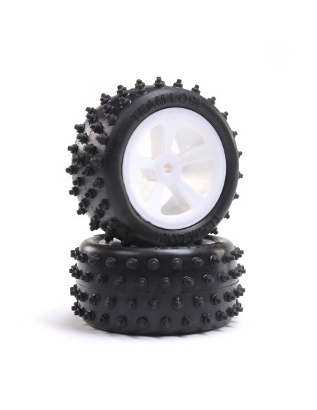 4 Row Rear Tires  Mounted  White (2): Mini JRX2