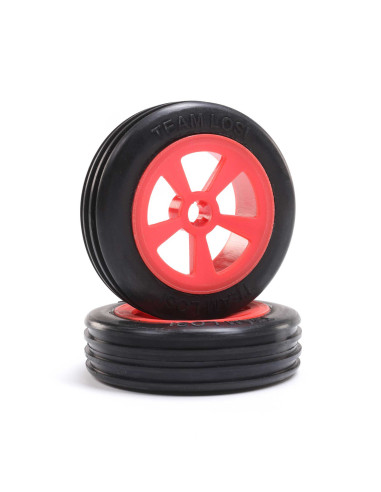 Rib Front Tires  Mounted  Red (2): Mini JRX2