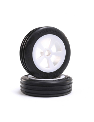 Rib Front Tires  Mounted  White (2): Mini JRX2