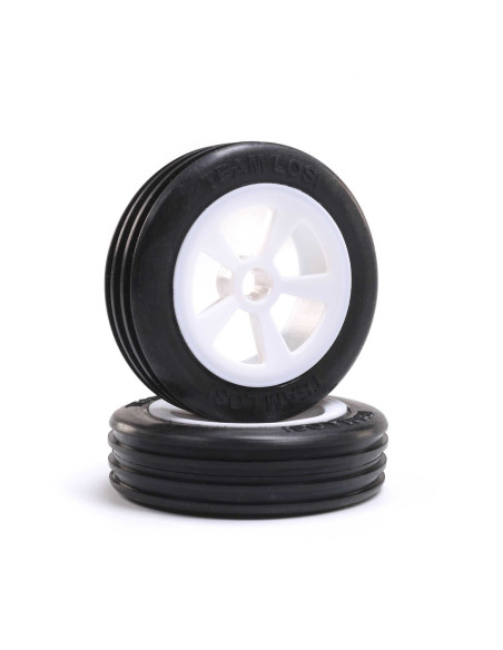 Rib Front Tires  Mounted  White (2): Mini JRX2