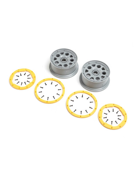 Wheels  Silver  Yellow Beadlock (2): DBXL 2.0