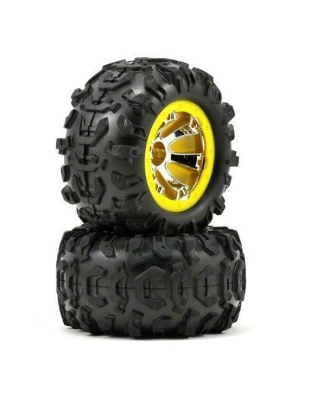 Traxxas Pre-Mounted Canyon AT Tires w/Geode Beadlock Style Wheels (Chrome/Yellow) Summit 1/16 (2)
