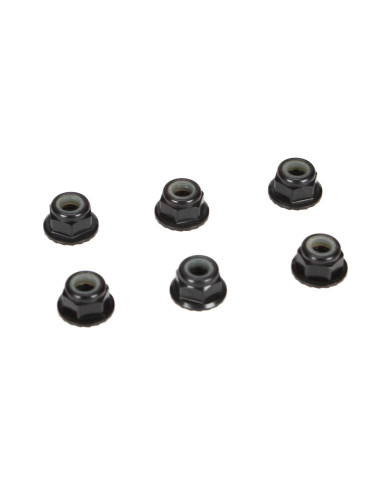 4mm Aluminum Serrated Lock Nuts  Black (6)