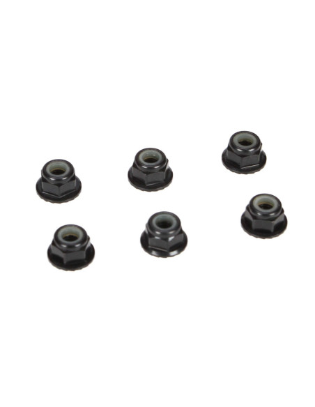 4mm Aluminum Serrated Lock Nuts  Black (6)