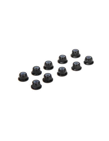 M3 Flanged Aluminum Lock Nuts  Black (10)