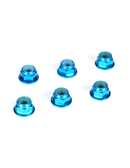4mm Aluminum Serrated Lock Nuts  Blue (6)