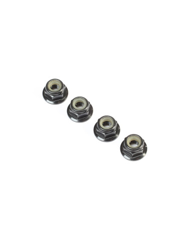 Black Aluminum Flanged Locknut  M4 x 0.7mm x...