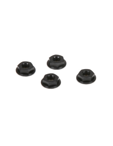 M4 Aluminum Serrated Nuts  Low Profile  Black (4)