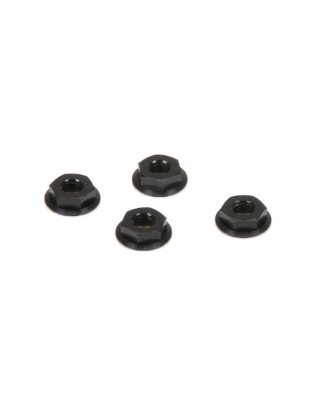 M4 Aluminum Serrated Nuts  Low Profile  Black (4)