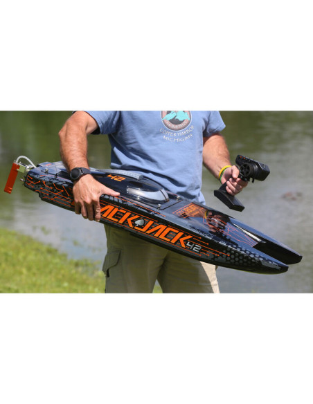 Blackjack 42" 8S Brushless Catamaran RTR: Black-Orange