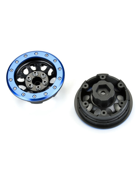 1/6 Steelies Stamped Steel 2.9" Dual Offset SCX6 Wheels Blue/Black