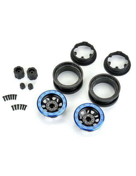1/6 Steelies Stamped Steel 2.9" Dual Offset SCX6 Wheels Blue/Black