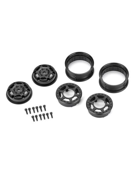 1/10 Holcomb F/R 1.55" 12mm Crawler Bead-Loc Wheels (2) Black