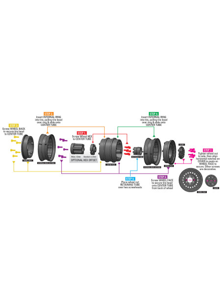 1-10 Carbine Front-Rear 1.9" 12mm Rock Crawler Wheels (2) Black
